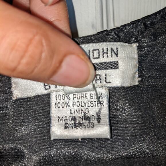 Mark & John by Gopal Vintage Black Sequined Beaded Silk Cocktail Evening Dress L - Picture 9 of 14